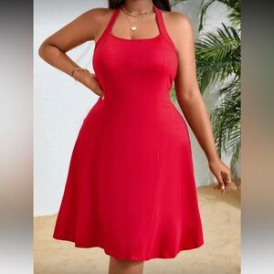 Shein Curve Red Halter Dress